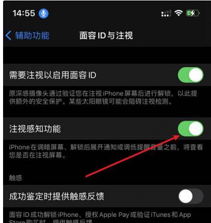 连南苹果14维修网点分享iPhone14注视感知功能有什么用 